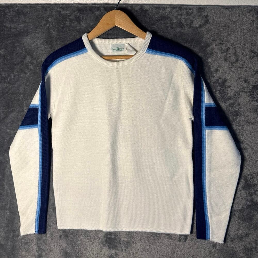 True Vintage x 70s Sears JR Bazaar Orlon Acrylic Knit Sweater Cream/Stripe MED